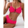 imageSweatyRocks Womens Two Piece Bikini Set Ring Linked Ruched Underwire Bikini Bathing Suit Swimwear Set Swimming SuitHot Pink