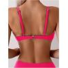 imageSweatyRocks Womens Two Piece Bikini Set Ring Linked Ruched Underwire Bikini Bathing Suit Swimwear Set Swimming SuitHot Pink