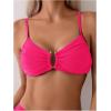 imageSweatyRocks Womens Two Piece Bikini Set Ring Linked Ruched Underwire Bikini Bathing Suit Swimwear Set Swimming SuitHot Pink