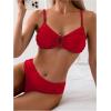 imageSweatyRocks Womens Two Piece Bikini Set Ring Linked Ruched Underwire Bikini Bathing Suit Swimwear Set Swimming SuitRed