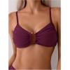 imageSweatyRocks Womens Two Piece Bikini Set Ring Linked Ruched Underwire Bikini Bathing Suit Swimwear Set Swimming SuitRed Violet