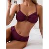 imageSweatyRocks Womens Two Piece Bikini Set Ring Linked Ruched Underwire Bikini Bathing Suit Swimwear Set Swimming SuitRed Violet