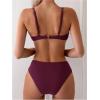 imageSweatyRocks Womens Two Piece Bikini Set Ring Linked Ruched Underwire Bikini Bathing Suit Swimwear Set Swimming SuitRed Violet