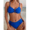 imageSweatyRocks Womens Two Piece Bikini Set Ring Linked Ruched Underwire Bikini Bathing Suit Swimwear Set Swimming SuitRoyal Blue