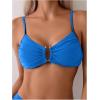 imageSweatyRocks Womens Two Piece Bikini Set Ring Linked Ruched Underwire Bikini Bathing Suit Swimwear Set Swimming SuitSolid Blue