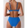 imageSweatyRocks Womens Two Piece Bikini Set Ring Linked Ruched Underwire Bikini Bathing Suit Swimwear Set Swimming SuitSolid Blue