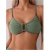 imageSweatyRocks Womens Two Piece Bikini Set Ring Linked Ruched Underwire Bikini Bathing Suit Swimwear Set Swimming SuitSolid Green