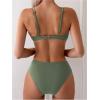 imageSweatyRocks Womens Two Piece Bikini Set Ring Linked Ruched Underwire Bikini Bathing Suit Swimwear Set Swimming SuitSolid Green