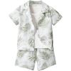 imageSweatyRocks Boys 2 Piece Outfits Tropical Print Button Down Shirt and Shorts Clothing SetsWhite