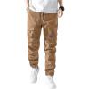 imageSweatyRocks Boys High Waisted Cargo Pants Drawstring Casual Long Joggers Trousers with PocketsKhaki