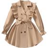 imageSweatyRocks Girls Double Breasted Trench Coat Kids Long Sleeve Lightweight Belt Fall Dress Outerwear JacketKhaki