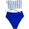 imageSweatyRocks Womens Bathing Suits Striped Bandeau Bikini high Waisted Swimsuits Swimwear SetRoyal Blue