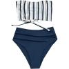 imageSweatyRocks Womens Bathing Suits Striped Bandeau Bikini high Waisted Swimsuits Swimwear SetWhite Stripe