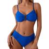 imageSweatyRocks Womens Two Piece Bikini Set Ring Linked Ruched Underwire Bikini Bathing Suit Swimwear Set Swimming SuitRoyal Blue