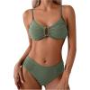 imageSweatyRocks Womens Two Piece Bikini Set Ring Linked Ruched Underwire Bikini Bathing Suit Swimwear Set Swimming SuitSolid Green