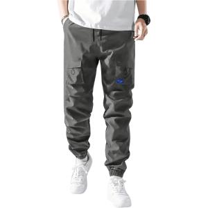 imageSweatyRocks Boys High Waisted Cargo Pants Drawstring Casual Long Joggers Trousers with PocketsGrey
