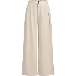 imageSweatyRocks Girls Elastic High Waist Wide Leg Pants Loose Long TrousersBeige