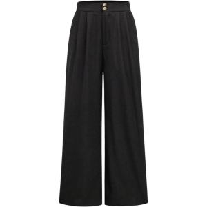 imageSweatyRocks Girls Elastic High Waist Wide Leg Pants Loose Long TrousersBlack