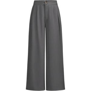 imageSweatyRocks Girls Elastic High Waist Wide Leg Pants Loose Long TrousersGrey