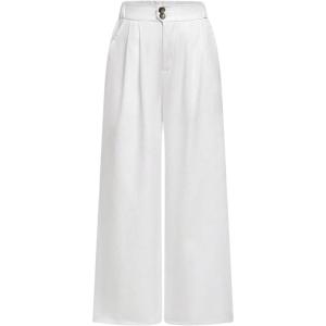 imageSweatyRocks Girls Elastic High Waist Wide Leg Pants Loose Long TrousersSolid White