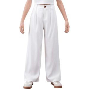 imageSweatyRocks Girls Elastic High Waist Wide Leg Pants Loose Long TrousersWhite