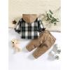 imageSweatyRocks Boys 2 Piece Outfits Plaid Button Down Hooded Jacket with Pants SetsMulticolor
