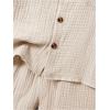 imageSweatyRocks Boys 2 Piece Summer Outfits Textured Button Down Shirt and Shorts SetsApricot