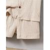 imageSweatyRocks Boys 2 Piece Summer Outfits Textured Button Down Shirt and Shorts SetsApricot