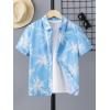 imageSweatyRocks Boys Tropical Graphic Print Short Sleeve Button Down Shirt Casual Hawaiian ShirtsBlue White