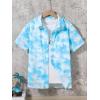 imageSweatyRocks Boys Tropical Graphic Print Short Sleeve Button Down Shirt Casual Hawaiian ShirtsBlue and White