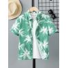imageSweatyRocks Boys Tropical Graphic Print Short Sleeve Button Down Shirt Casual Hawaiian ShirtsGreen White