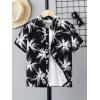 imageSweatyRocks Boys Tropical Graphic Print Short Sleeve Button Down Shirt Casual Hawaiian ShirtsWhite Black