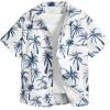 imageSweatyRocks Boys Tropical Graphic Print Short Sleeve Button Down Shirt Casual Hawaiian ShirtsWhite and Blue
