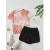 imageSweatyRocks Girls 2 Piece Outfit Tie Dye Graphic Print Short Sleeve Tee Top and Track Shorts SetKhaki Black