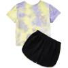 imageSweatyRocks Girls 2 Piece Outfit Tie Dye Graphic Print Short Sleeve Tee Top and Track Shorts SetMauve Purple
