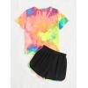 imageSweatyRocks Girls 2 Piece Outfit Tie Dye Graphic Print Short Sleeve Tee Top and Track Shorts SetMulticolor
