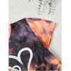 imageSweatyRocks Girls 2 Piece Outfit Tie Dye Graphic Print Short Sleeve Tee Top and Track Shorts SetOrange and Black