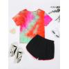 imageSweatyRocks Girls 2 Piece Outfit Tie Dye Graphic Print Short Sleeve Tee Top and Track Shorts SetPink and Black