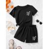 imageSweatyRocks Girls 2 Piece Outfits Tie Dye Short Sleeve Crewneck Top and Shorts SetBlack