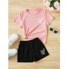 imageSweatyRocks Girls 2 Piece Outfits Tie Dye Short Sleeve Crewneck Top and Shorts SetBlack and Pink