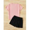imageSweatyRocks Girls 2 Piece Outfits Tie Dye Short Sleeve Crewneck Top and Shorts SetPink and Black