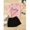 imageSweatyRocks Girls 2 Piece Outfits Tie Dye Short Sleeve Crewneck Top and Shorts SetPink and Black