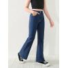 imageSweatyRocks Girls Casual High Waist Solid Denim Pants Stretchy Flare Leg Jeans with PocketDark Wash