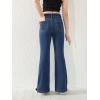 imageSweatyRocks Girls Casual High Waist Solid Denim Pants Stretchy Flare Leg Jeans with PocketDark Wash