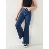 imageSweatyRocks Girls Casual High Waist Solid Denim Pants Stretchy Flare Leg Jeans with PocketDark Wash