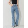 imageSweatyRocks Girls Casual High Waist Solid Denim Pants Stretchy Flare Leg Jeans with PocketLight Blue