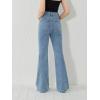 imageSweatyRocks Girls Casual High Waist Solid Denim Pants Stretchy Flare Leg Jeans with PocketLight Blue