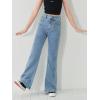 imageSweatyRocks Girls Casual High Waist Solid Denim Pants Stretchy Flare Leg Jeans with PocketLight Blue