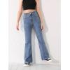 imageSweatyRocks Girls Casual High Waist Solid Denim Pants Stretchy Flare Leg Jeans with PocketPlain Blue