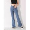 imageSweatyRocks Girls Casual High Waist Solid Denim Pants Stretchy Flare Leg Jeans with PocketPlain Blue